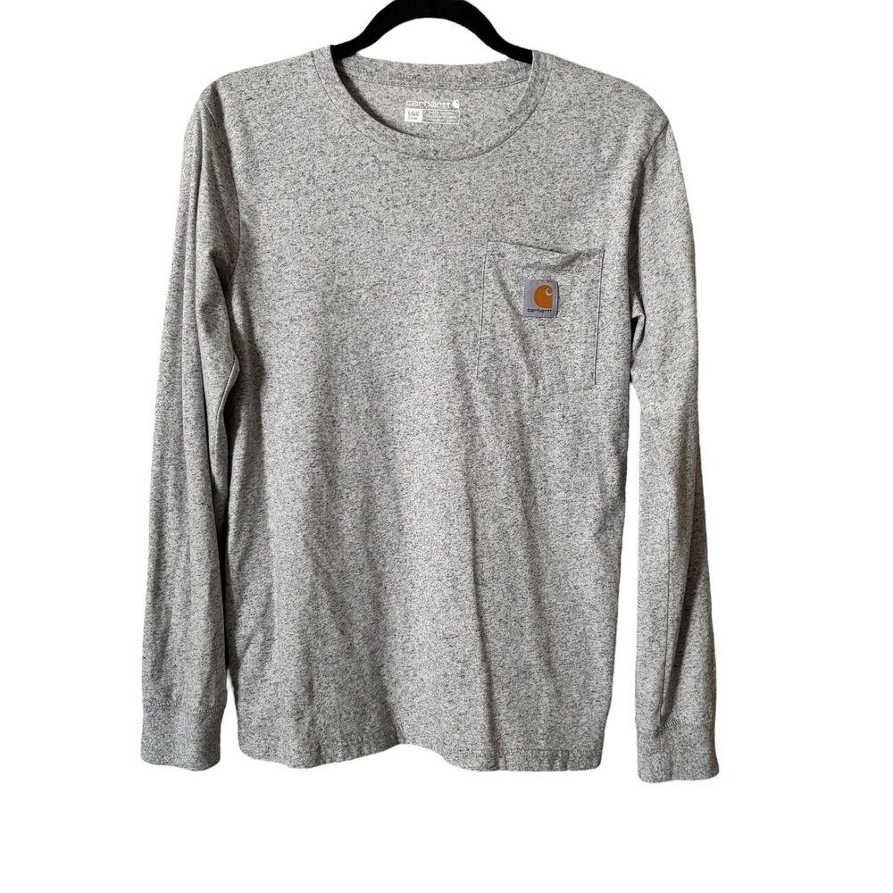 Carhartt Shirt Boys Large Gray Long Sleeve Pocket Logo Crewneck Outdoor workwear